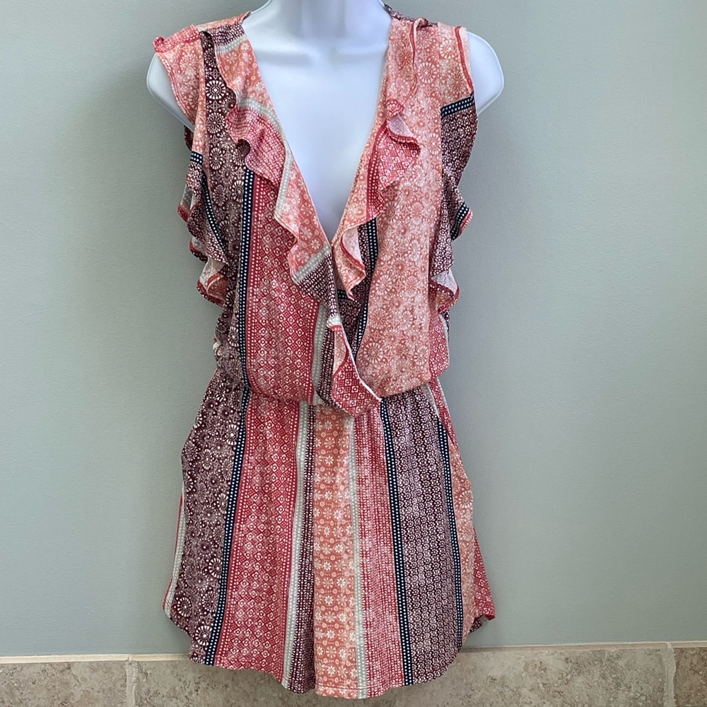 BCBG Ruffle Floral Romper Originally $178